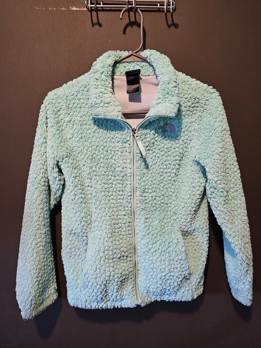 The North Face Girl's Mint Green Fuzzy Zip-Up Jacket
